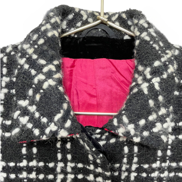 Algo Switzerland Wool Blazer in Black and White Red Accents Velvet Trim  XS - Picture 5 of 15